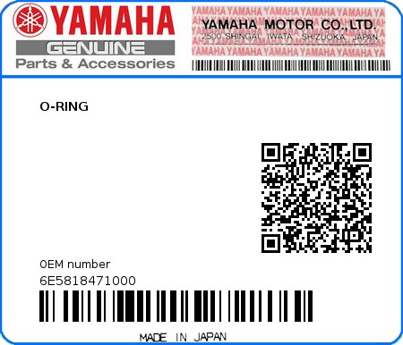 Product image: Yamaha - 6E5818471000 - O-RING  0