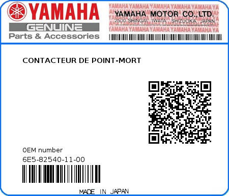 Product image: Yamaha - 6E5-82540-11-00 - CONTACTEUR DE POINT-MORT  0