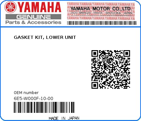 Product image: Yamaha - 6E5-W000F-10-00 - GASKET KIT, LOWER UNIT  0