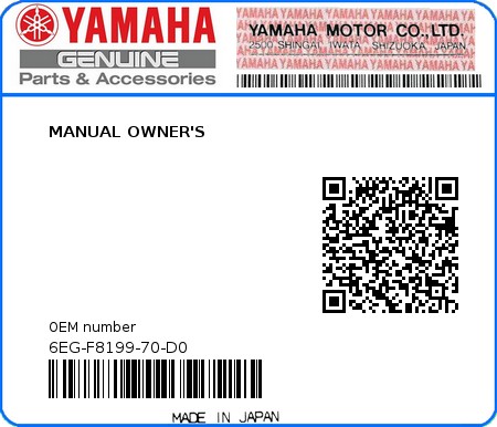 Product image: Yamaha - 6EG-F8199-70-D0 - MANUAL OWNER'S 