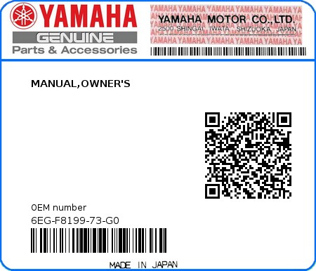 Product image: Yamaha - 6EG-F8199-73-G0 - MANUAL,OWNER'S 