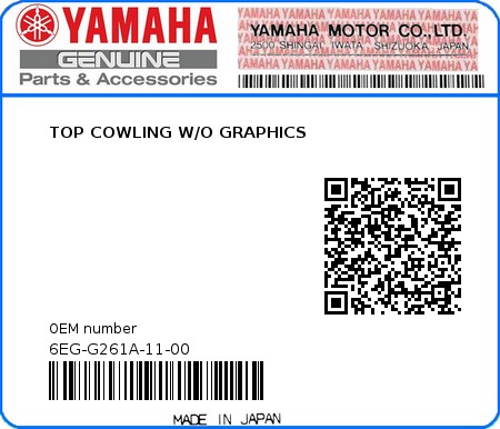 Product image: Yamaha - 6EG-G261A-11-00 - TOP COWLING W/O GRAPHICS  0