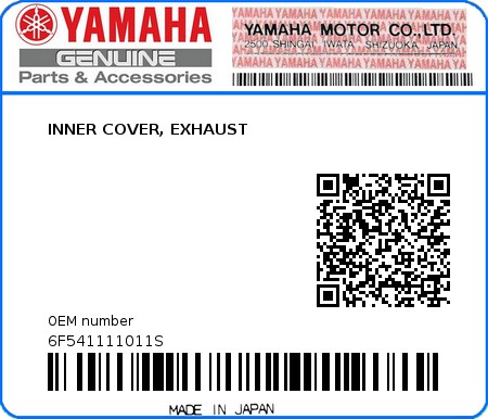 Product image: Yamaha - 6F541111011S - INNER COVER, EXHAUST  0