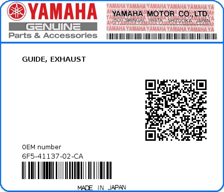 Product image: Yamaha - 6F5-41137-02-CA - GUIDE, EXHAUST 