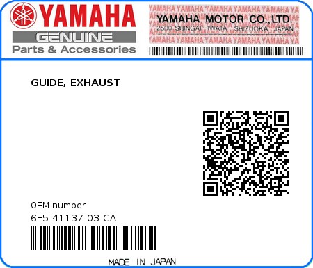 Product image: Yamaha - 6F5-41137-03-CA - GUIDE, EXHAUST 