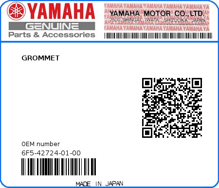 Product image: Yamaha - 6F5-42724-01-00 - GROMMET 