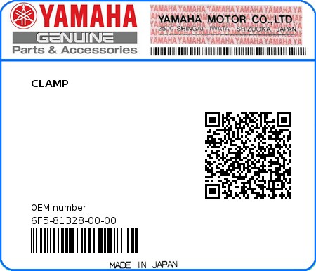 Product image: Yamaha - 6F5-81328-00-00 - CLAMP 