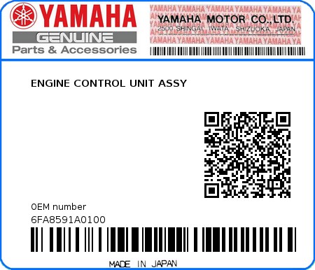 Product image: Yamaha - 6FA8591A0100 - ENGINE CONTROL UNIT ASSY  0