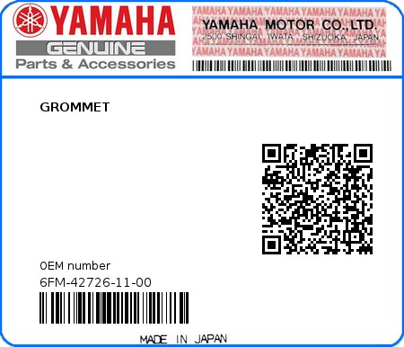 Product image: Yamaha - 6FM-42726-11-00 - GROMMET  0