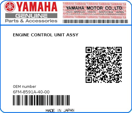 Product image: Yamaha - 6FM-8591A-40-00 - ENGINE CONTROL UNIT ASSY 