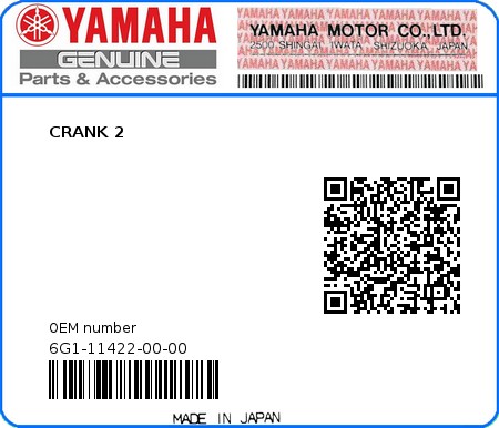 Product image: Yamaha - 6G1-11422-00-00 - CRANK 2 