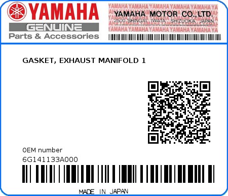 Product image: Yamaha - 6G141133A000 - GASKET, EXHAUST MANIFOLD 1 