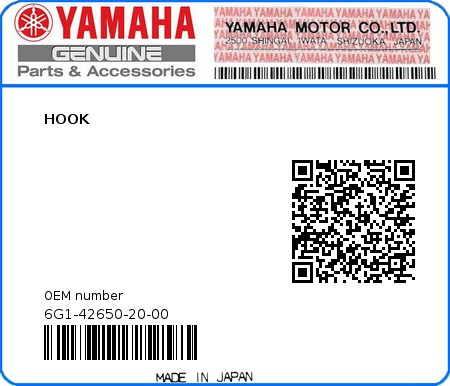 Product image: Yamaha - 6G1-42650-20-00 - HOOK 