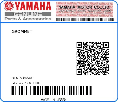 Product image: Yamaha - 6G1427241000 - GROMMET  0