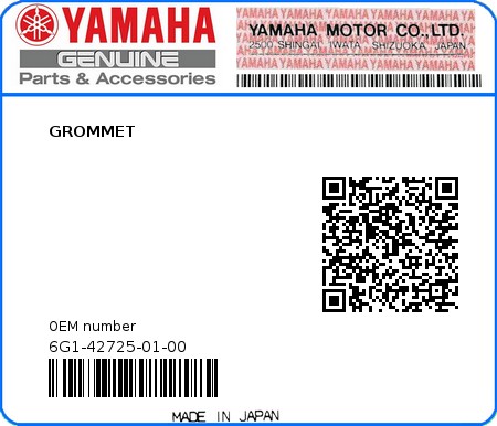 Product image: Yamaha - 6G1-42725-01-00 - GROMMET 