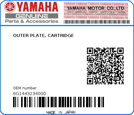 Product image: Yamaha - 6G1443234000 - OUTER PLATE, CARTRIDGE  0