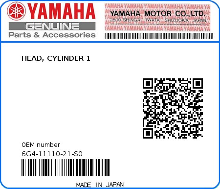 Product image: Yamaha - 6G4-11110-21-S0 - HEAD, CYLINDER 1 