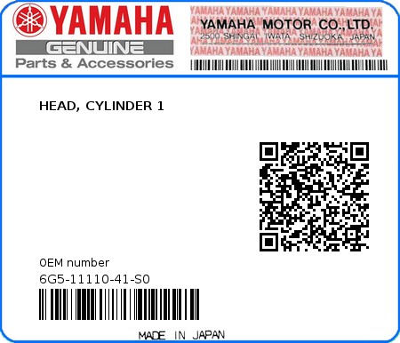 Product image: Yamaha - 6G5-11110-41-S0 - HEAD, CYLINDER 1 