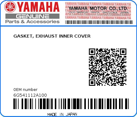 Product image: Yamaha - 6G541112A100 - GASKET, EXHAUST INNER COVER  0