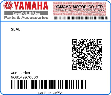 Product image: Yamaha - 6G8149970000 - SEAL 