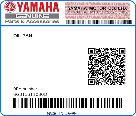 Product image: Yamaha - 6G815311030D - OIL PAN  0