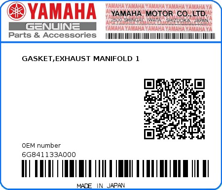 Product image: Yamaha - 6G841133A000 - GASKET,EXHAUST MANIFOLD 1 