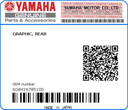 Product image: Yamaha - 6G8426785100 - GRAPHIC, REAR  0