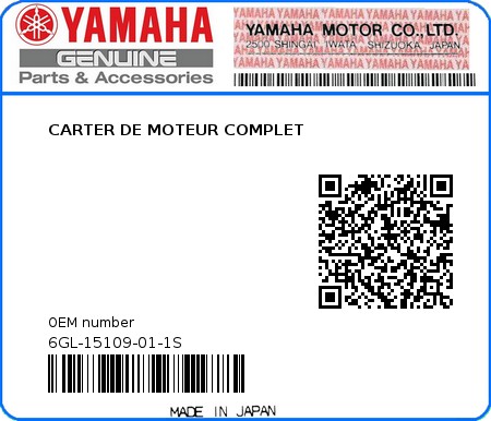 Product image: Yamaha - 6GL-15109-01-1S - CARTER DE MOTEUR COMPLET  0