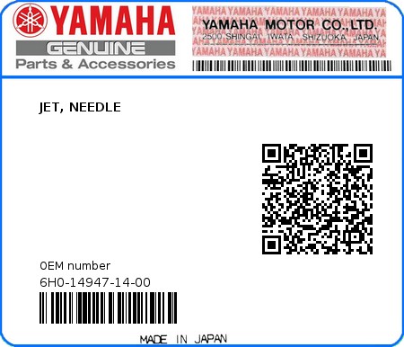 Product image: Yamaha - 6H0-14947-14-00 - JET, NEEDLE  0