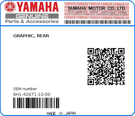 Product image: Yamaha - 6H1-42671-10-00 - GRAPHIC, REAR  0