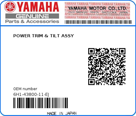 Product image: Yamaha - 6H1-43800-11-EJ - POWER TRIM & TILT ASSY 