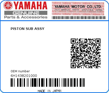 Product image: Yamaha - 6H1438201000 - PISTON SUB ASSY  0