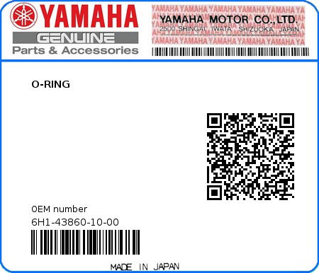 Product image: Yamaha - 6H1-43860-10-00 - O-RING 