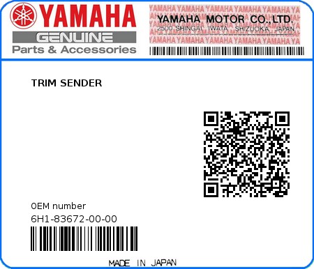 Product image: Yamaha - 6H1-83672-00-00 - TRIM SENDER  0