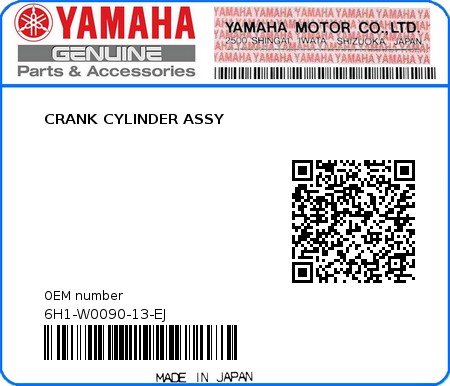 Product image: Yamaha - 6H1-W0090-13-EJ - CRANK CYLINDER ASSY  0