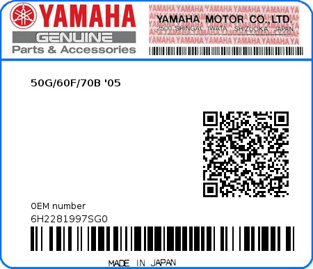 Product image: Yamaha - 6H2281997SG0 - 50G/60F/70B '05 