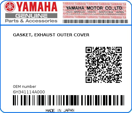 Product image: Yamaha - 6H341114A000 - GASKET, EXHAUST OUTER COVER 