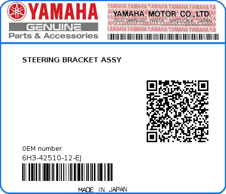 Product image: Yamaha - 6H3-42510-12-EJ - STEERING BRACKET ASSY 