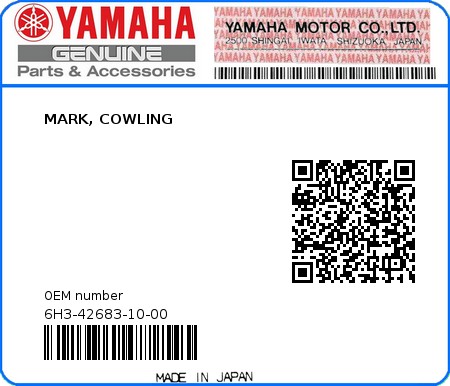 Product image: Yamaha - 6H3-42683-10-00 - MARK, COWLING  0