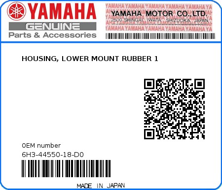 Product image: Yamaha - 6H3-44550-18-D0 - HOUSING, LOWER MOUNT RUBBER 1  0