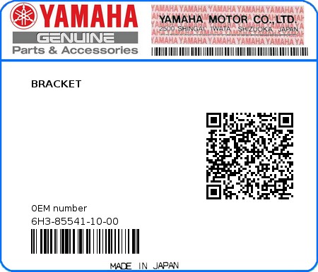 Product image: Yamaha - 6H3-85541-10-00 - BRACKET 