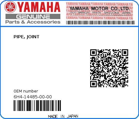 Product image: Yamaha - 6H4-14485-00-00 - PIPE, JOINT 