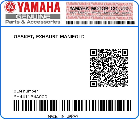 Product image: Yamaha - 6H441134A000 - GASKET, EXHAUST MANIFOLD  0