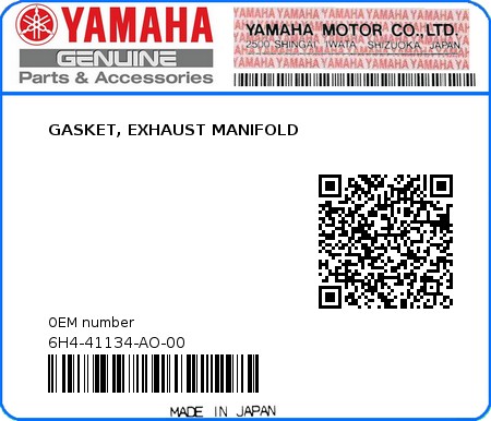 Product image: Yamaha - 6H4-41134-AO-00 - GASKET, EXHAUST MANIFOLD  0