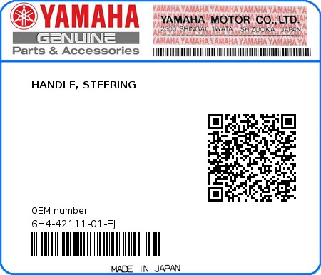 Product image: Yamaha - 6H4-42111-01-EJ - HANDLE, STEERING  0