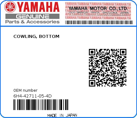 Product image: Yamaha - 6H4-42711-05-4D - COWLING, BOTTOM 