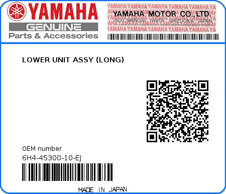 Product image: Yamaha - 6H4-45300-10-EJ - LOWER UNIT ASSY (LONG) 