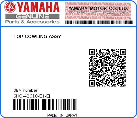 Product image: Yamaha - 6HO-42610-E1-EJ - TOP COWLING ASSY  0