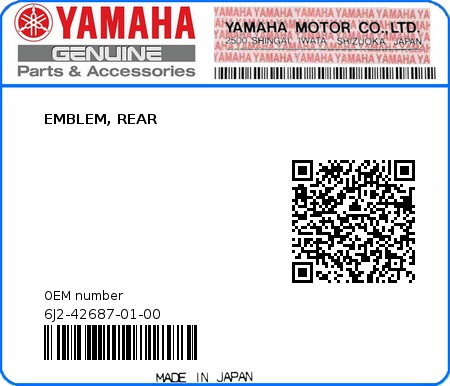 Product image: Yamaha - 6J2-42687-01-00 - EMBLEM, REAR  0