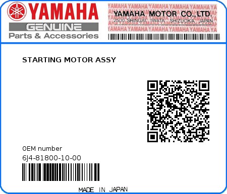 Product image: Yamaha - 6J4-81800-10-00 - STARTING MOTOR ASSY  0